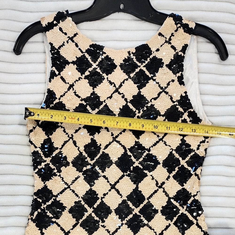🍾Oleg Cassini Sequin Cocktail Harlequin Dress - Picture 5 of 5